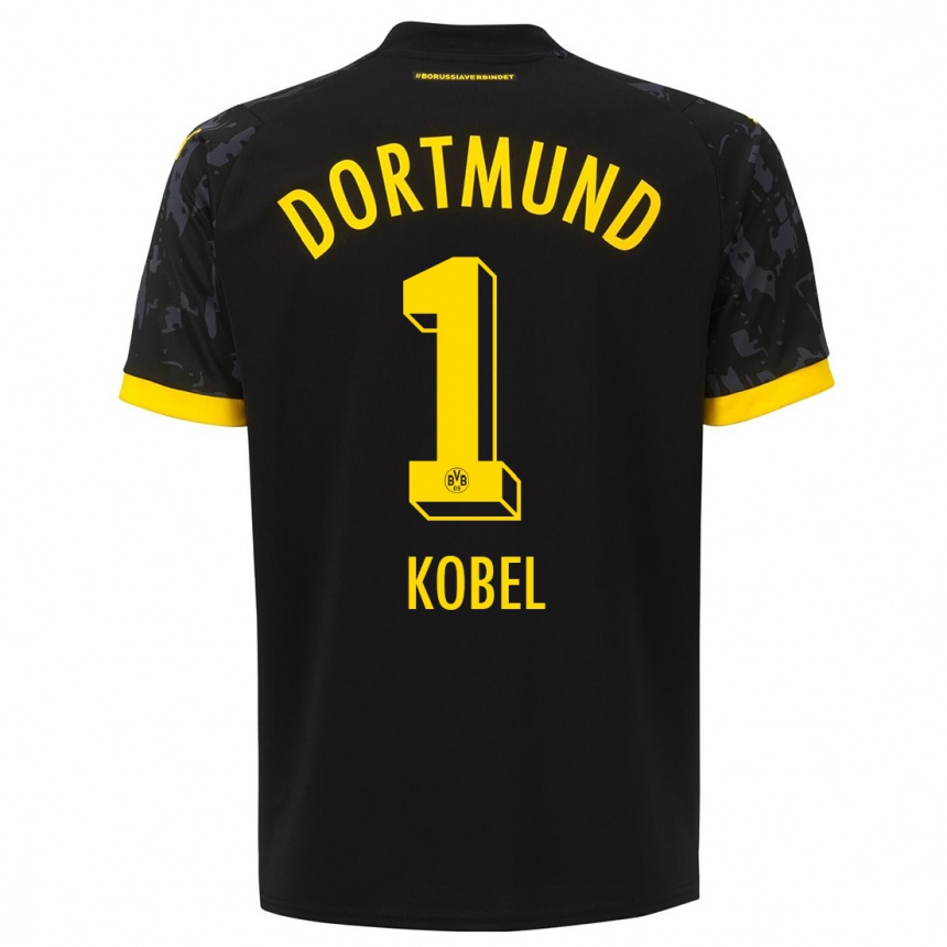 Kids  Gregor Kobel #1 Black Away Jersey 2023/24 T-Shirt