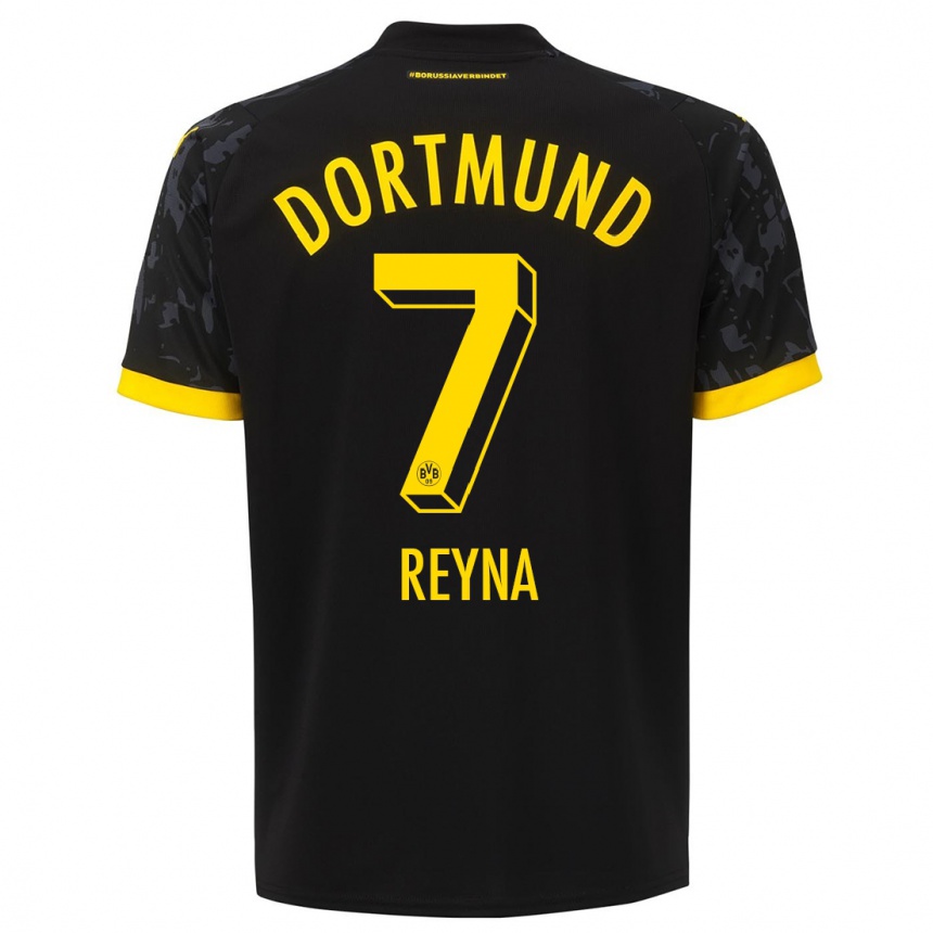 Kids  Giovanni Reyna #7 Black Away Jersey 2023/24 T-Shirt