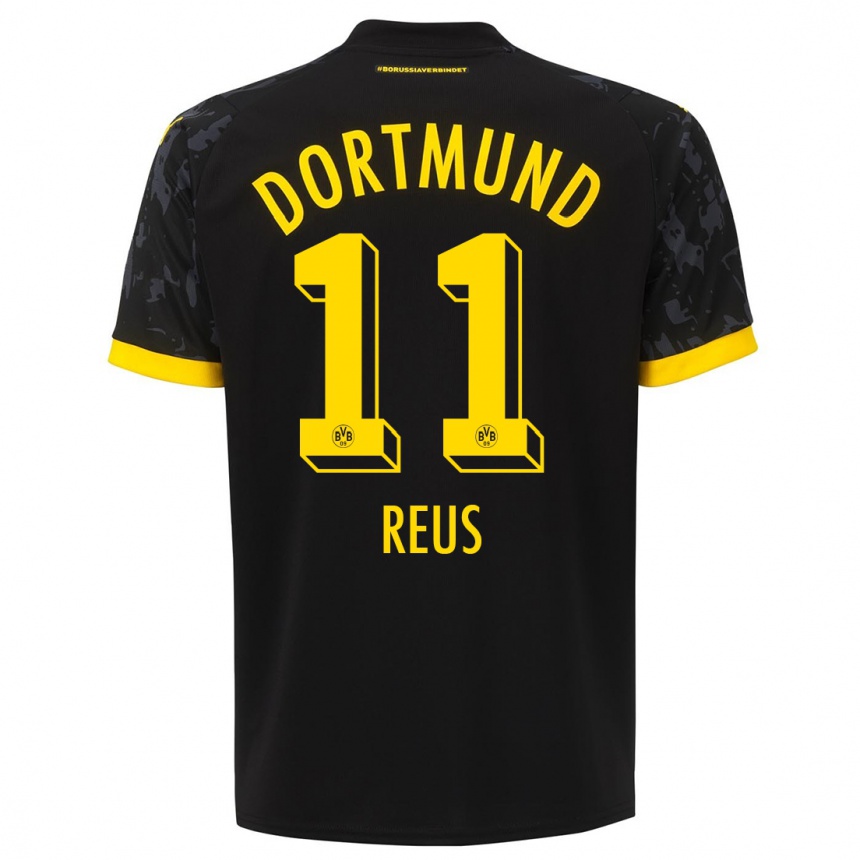 Kids  Marco Reus #11 Black Away Jersey 2023/24 T-Shirt