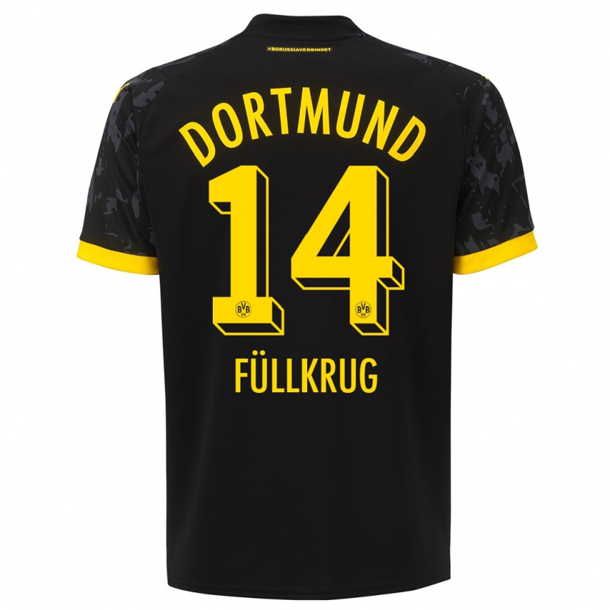 Kids  Niclas Füllkrug #14 Black Away Jersey 2023/24 T-Shirt