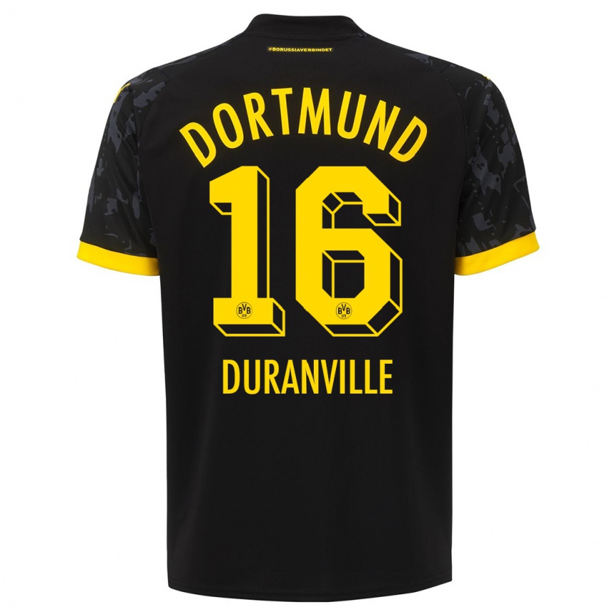 Kids  Julien Duranville #16 Black Away Jersey 2023/24 T-Shirt