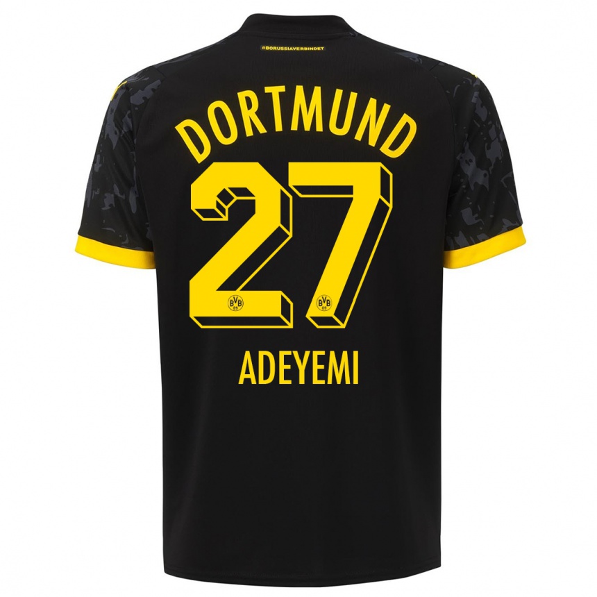 Kids  Karim Adeyemi #27 Black Away Jersey 2023/24 T-Shirt