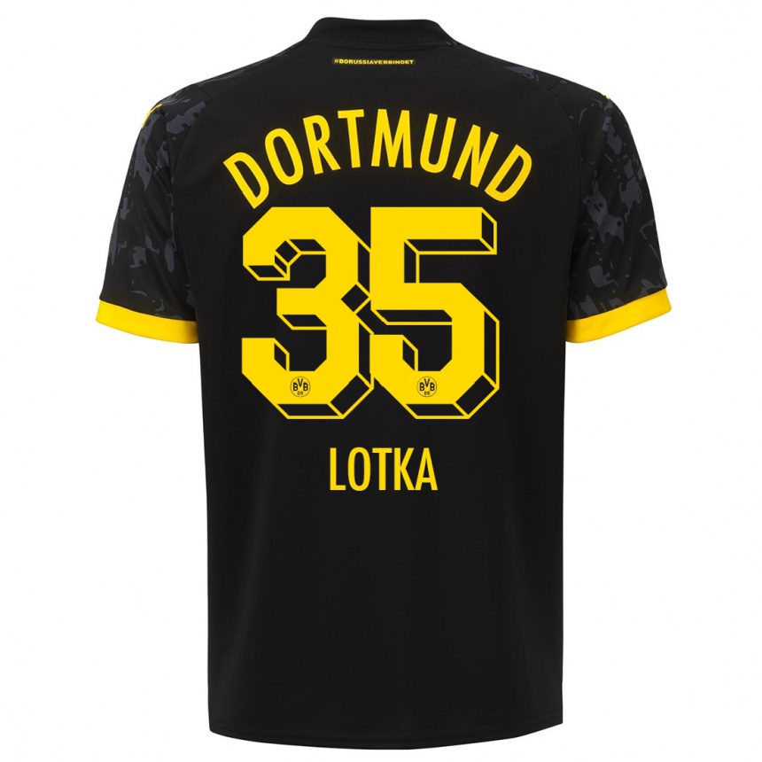 Kids  Marcel Lotka #35 Black Away Jersey 2023/24 T-Shirt