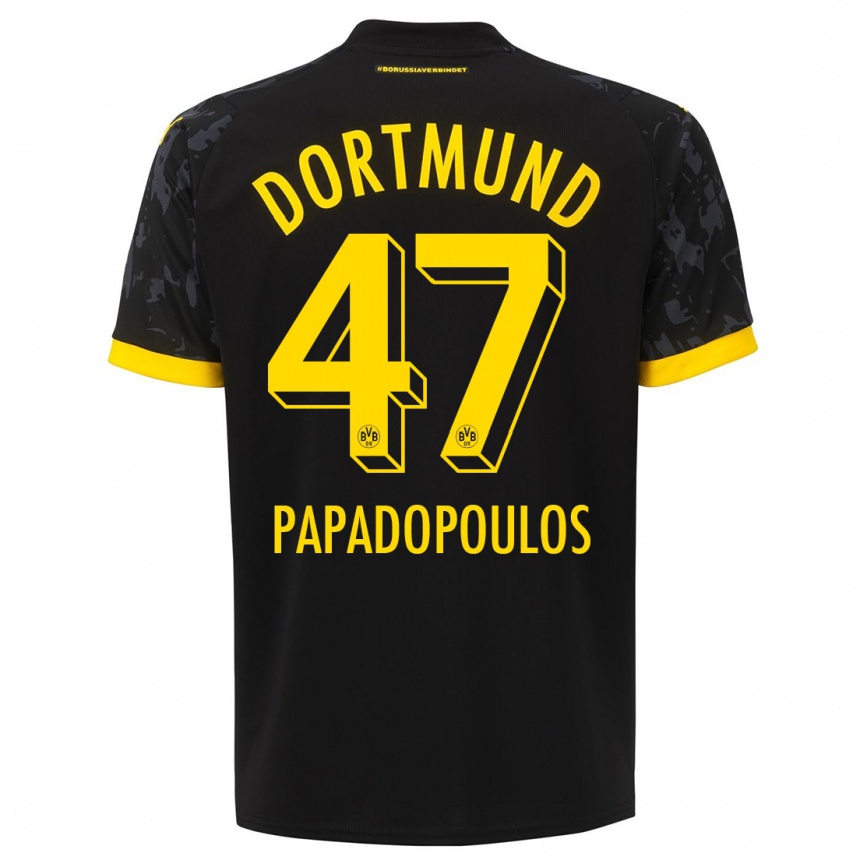 Kids  Antonios Papadopoulos #47 Black Away Jersey 2023/24 T-Shirt