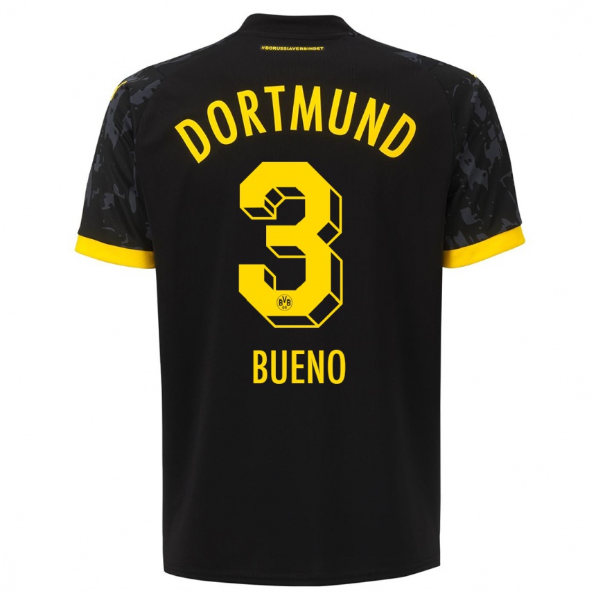 Kids  Guille Bueno #3 Black Away Jersey 2023/24 T-Shirt