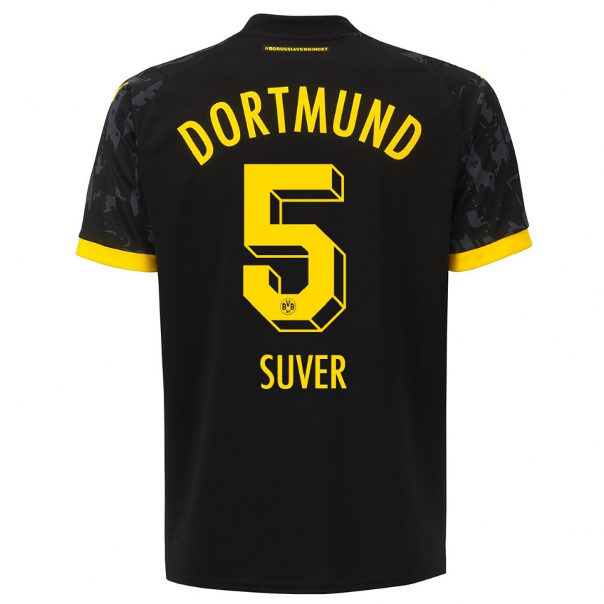 Kids  Mario Suver #5 Black Away Jersey 2023/24 T-Shirt