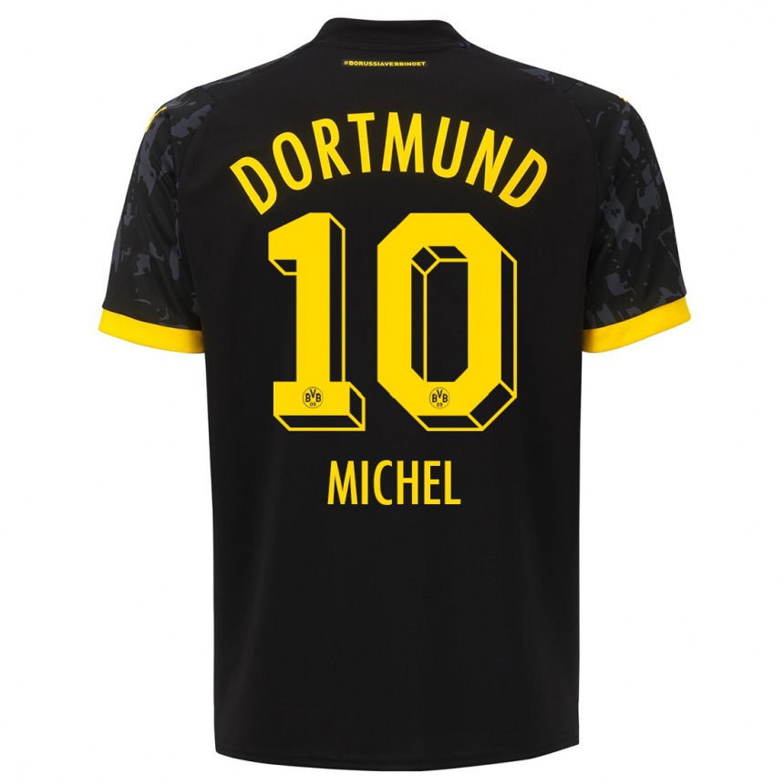 Kids  Falko Michel #10 Black Away Jersey 2023/24 T-Shirt