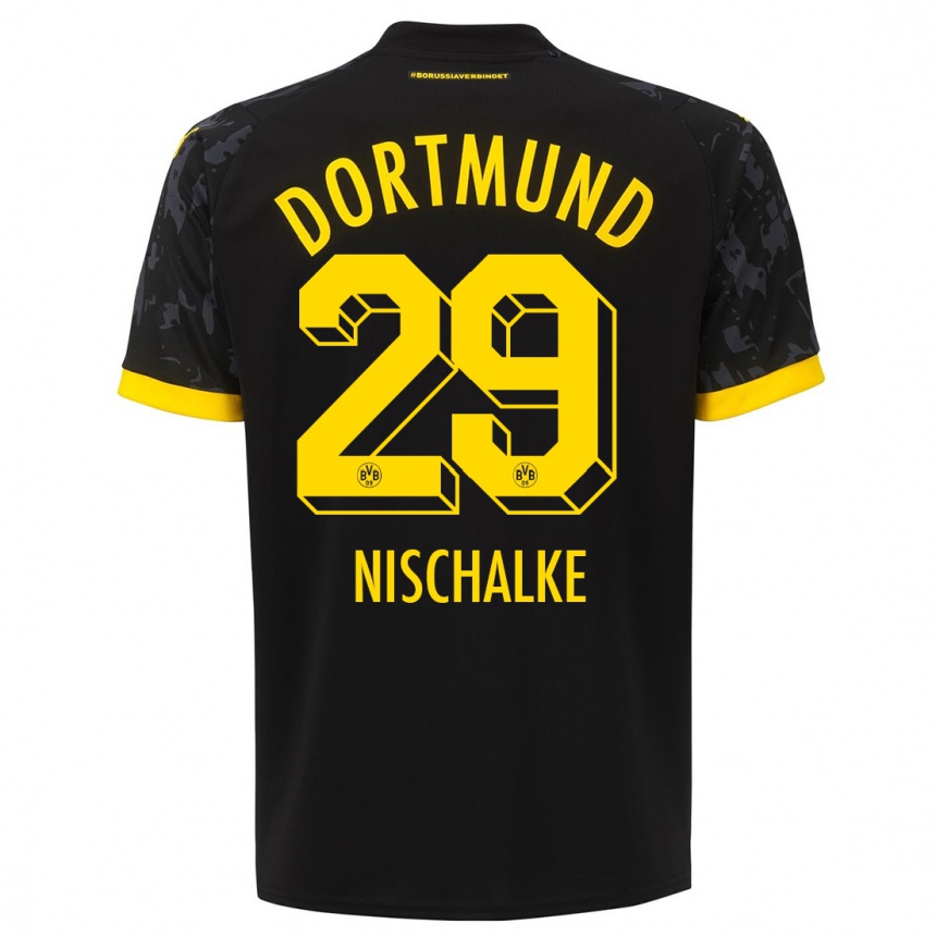 Kids  Jermain Nischalke #29 Black Away Jersey 2023/24 T-Shirt