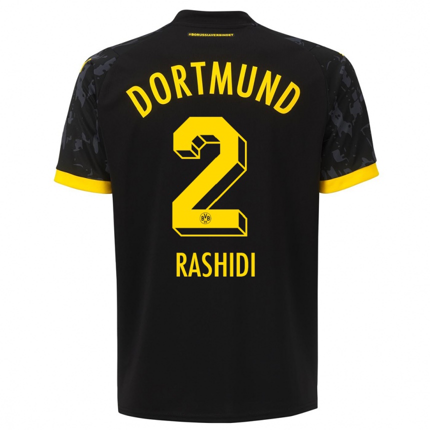 Kids  William Rashidi #2 Black Away Jersey 2023/24 T-Shirt