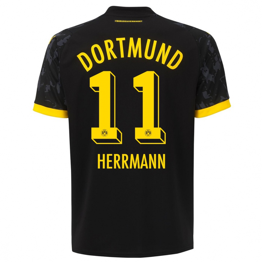 Kids  Charles Herrmann #11 Black Away Jersey 2023/24 T-Shirt