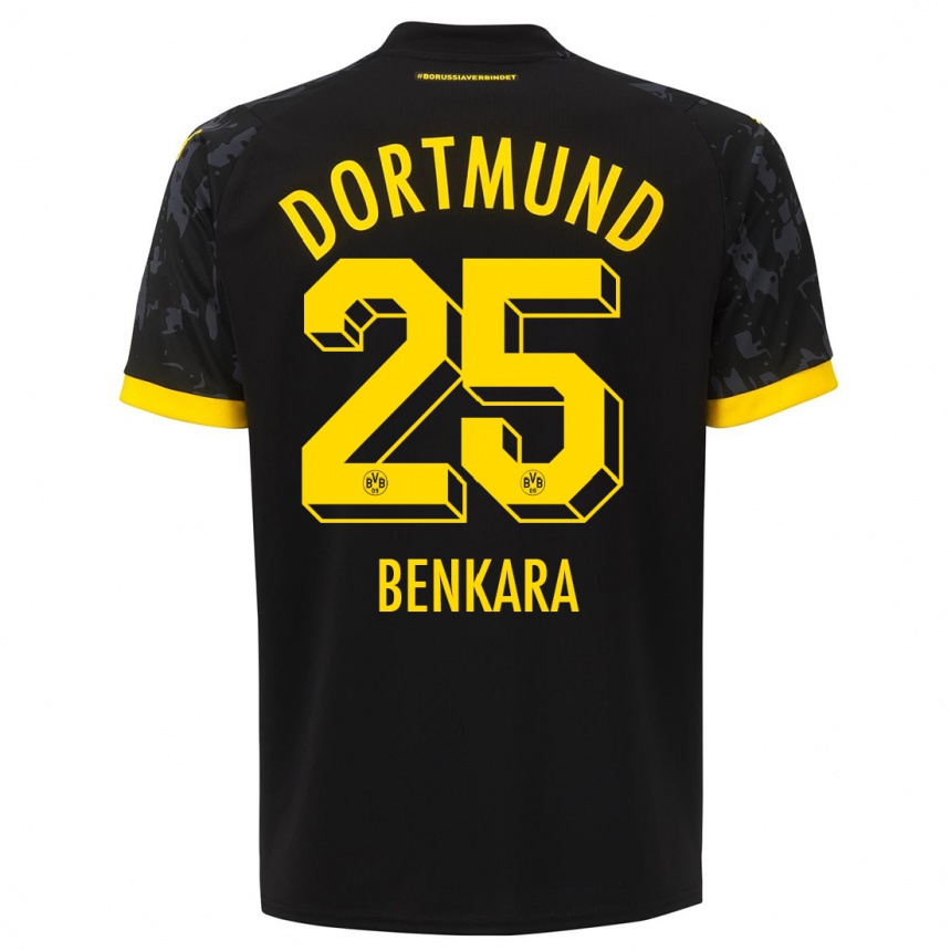 Kids  Elias Benkara #25 Black Away Jersey 2023/24 T-Shirt