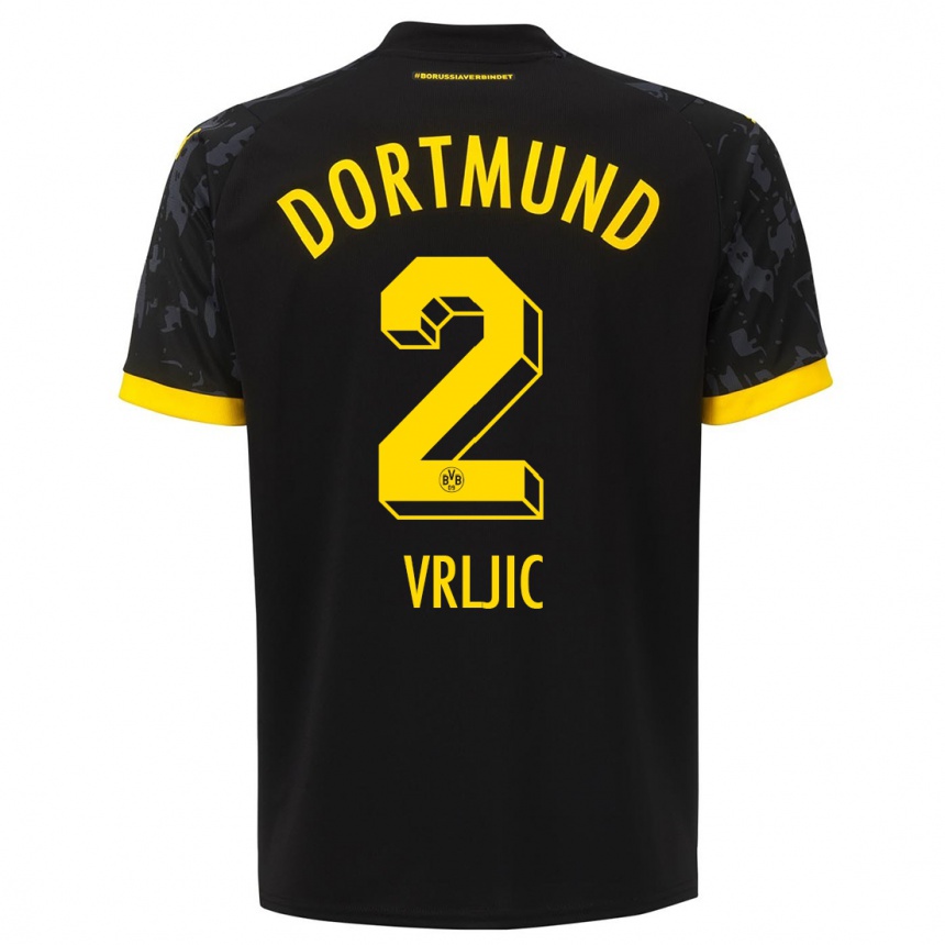 Kids  Daniel Vrljic #2 Black Away Jersey 2023/24 T-Shirt