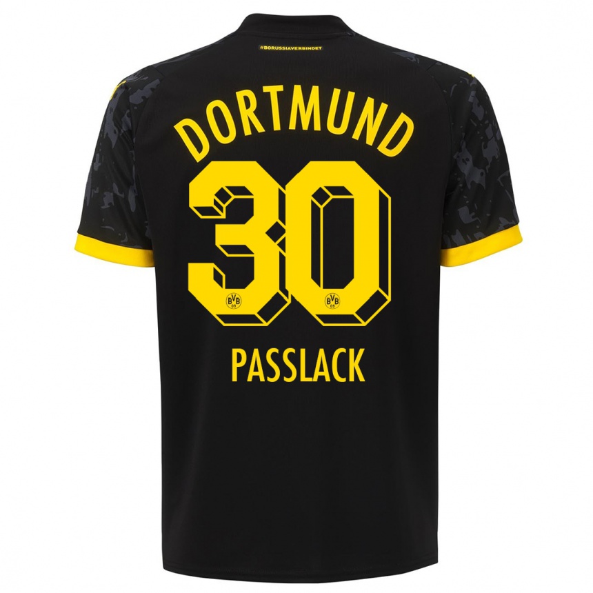 Kids  Felix Passlack #30 Black Away Jersey 2023/24 T-Shirt