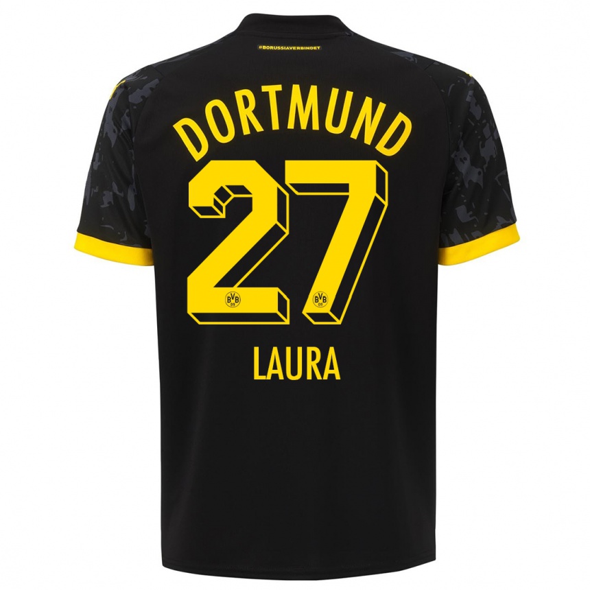 Kids  Van Der Heijden Laura #27 Black Away Jersey 2023/24 T-Shirt