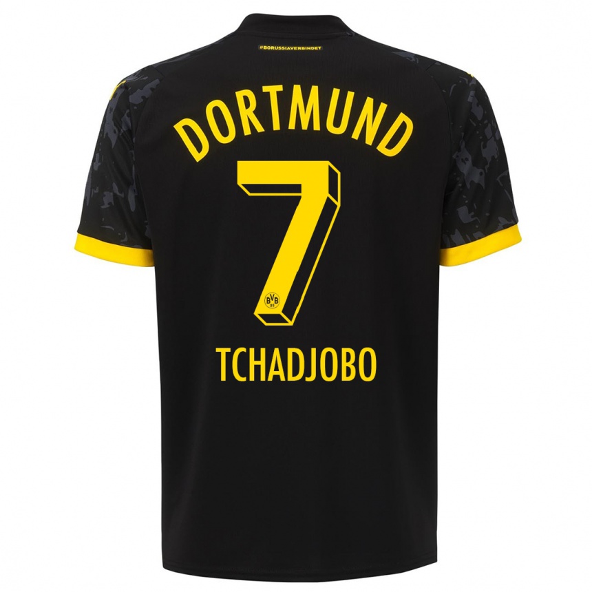 Kids  Dia Tchadjobo #7 Black Away Jersey 2023/24 T-Shirt