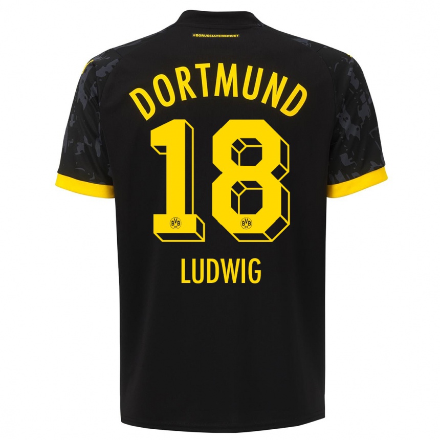 Kids  Michel Ludwig #18 Black Away Jersey 2023/24 T-Shirt