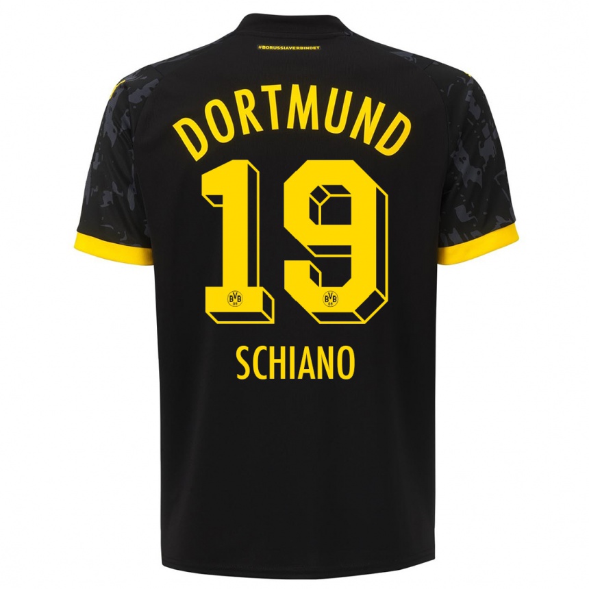 Kids  Emilio Schiano #19 Black Away Jersey 2023/24 T-Shirt