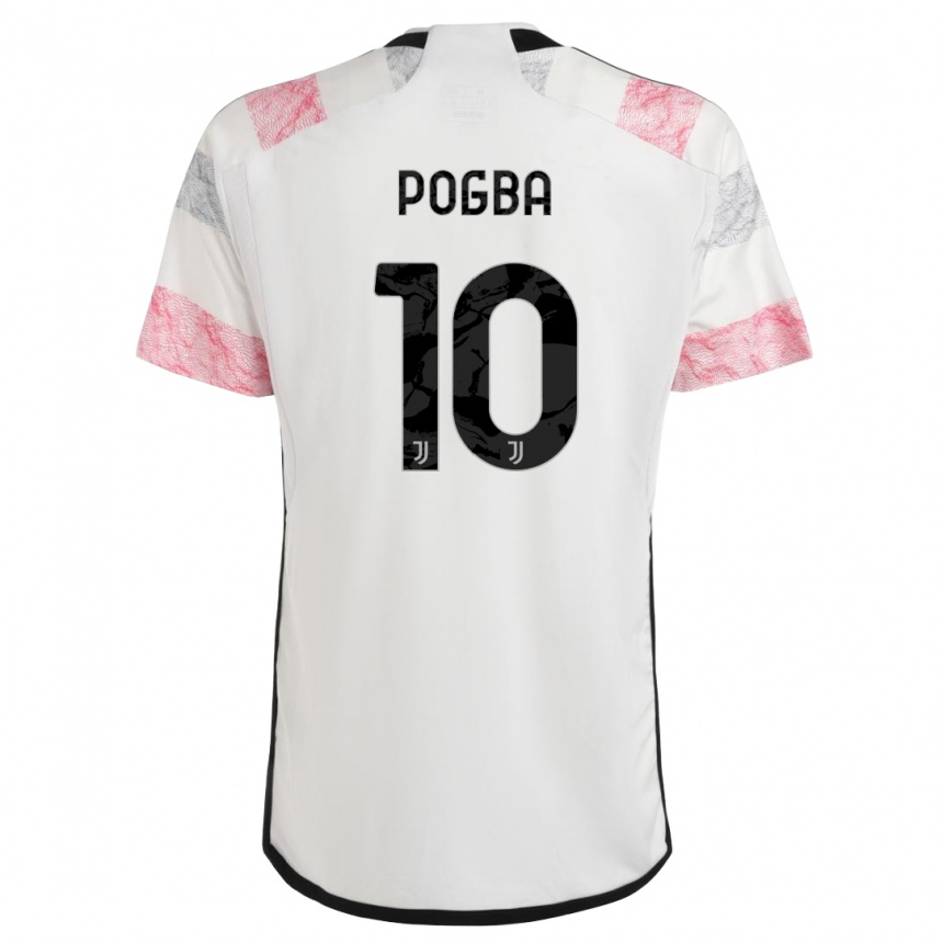 Kids  Paul Pogba #10 White Pink Away Jersey 2023/24 T-Shirt