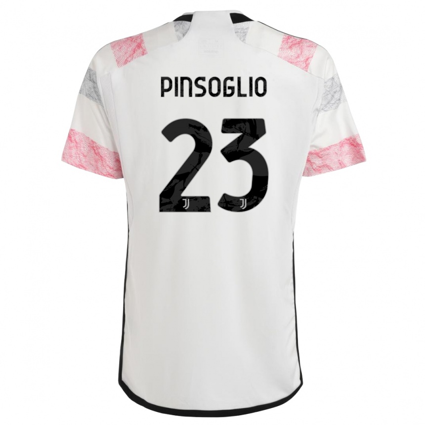 Kids  Carlo Pinsoglio #23 White Pink Away Jersey 2023/24 T-Shirt