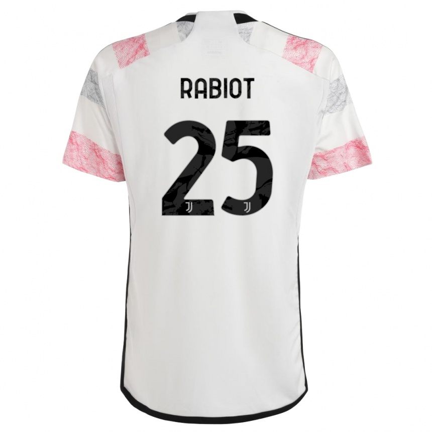 Kids  Adrien Rabiot #25 White Pink Away Jersey 2023/24 T-Shirt