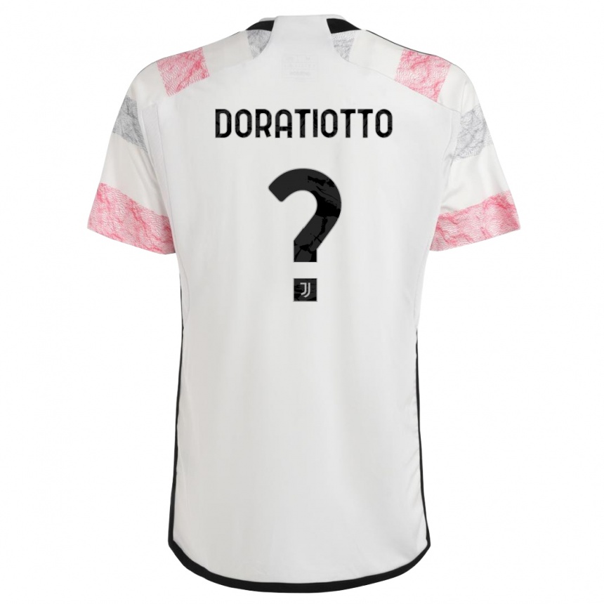 Kids  Giulio Doratiotto #0 White Pink Away Jersey 2023/24 T-Shirt