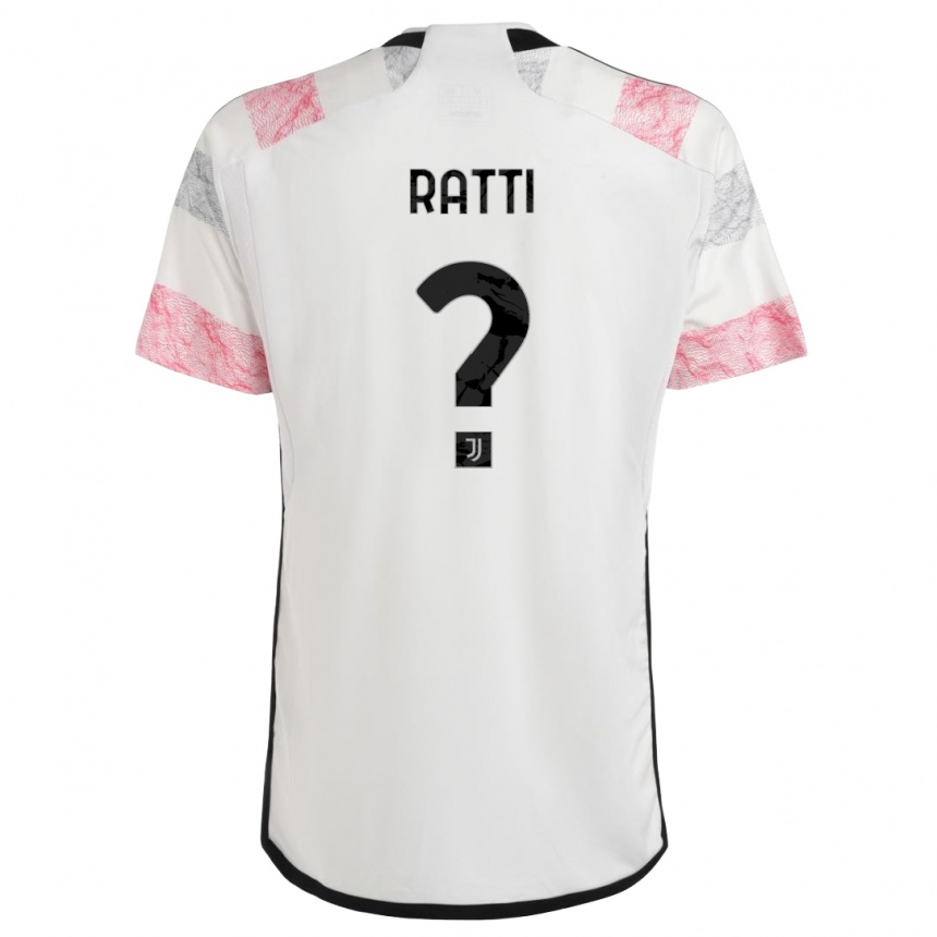 Kids  Leonardo Ratti #0 White Pink Away Jersey 2023/24 T-Shirt