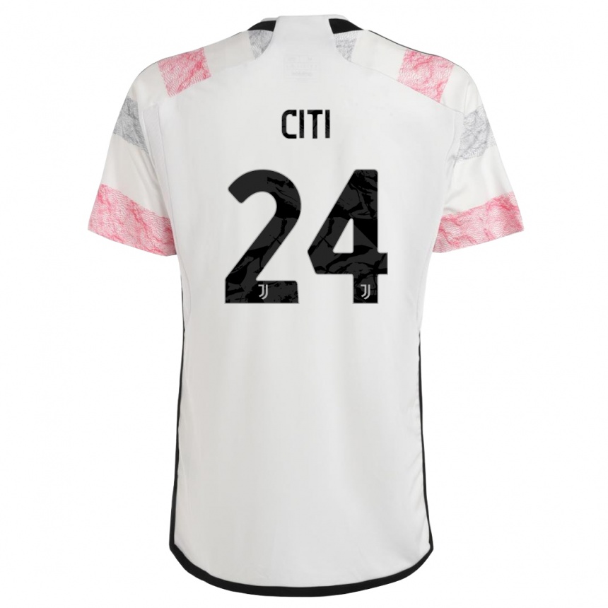 Kids  Alessandro Citi #24 White Pink Away Jersey 2023/24 T-Shirt