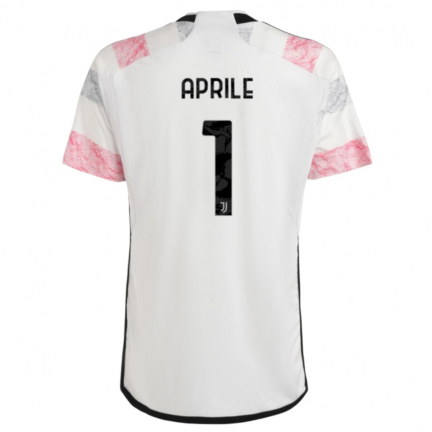 Kids  Roberta Aprile #1 White Pink Away Jersey 2023/24 T-Shirt