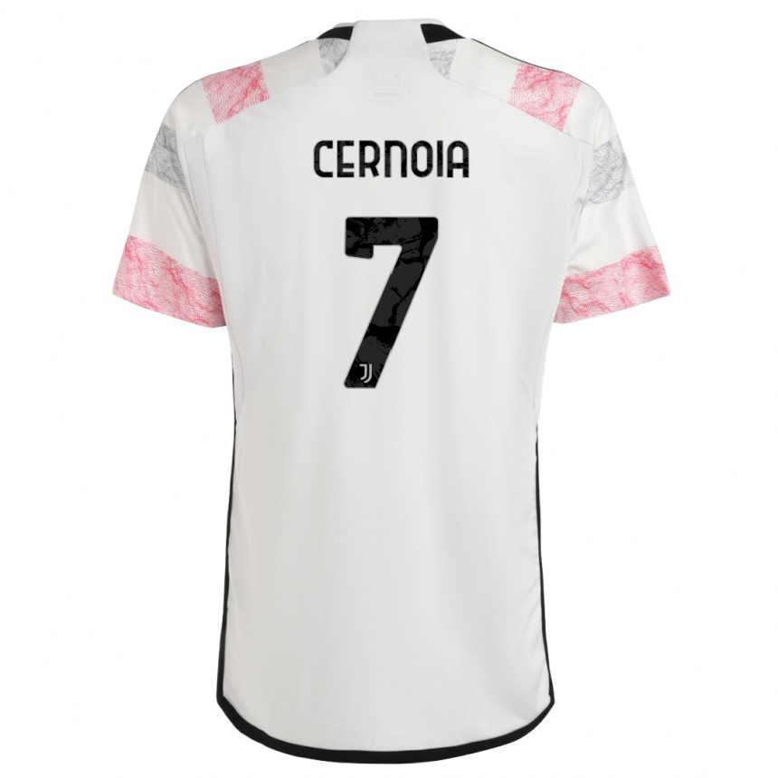 Kids  Valentina Cernoia #7 White Pink Away Jersey 2023/24 T-Shirt