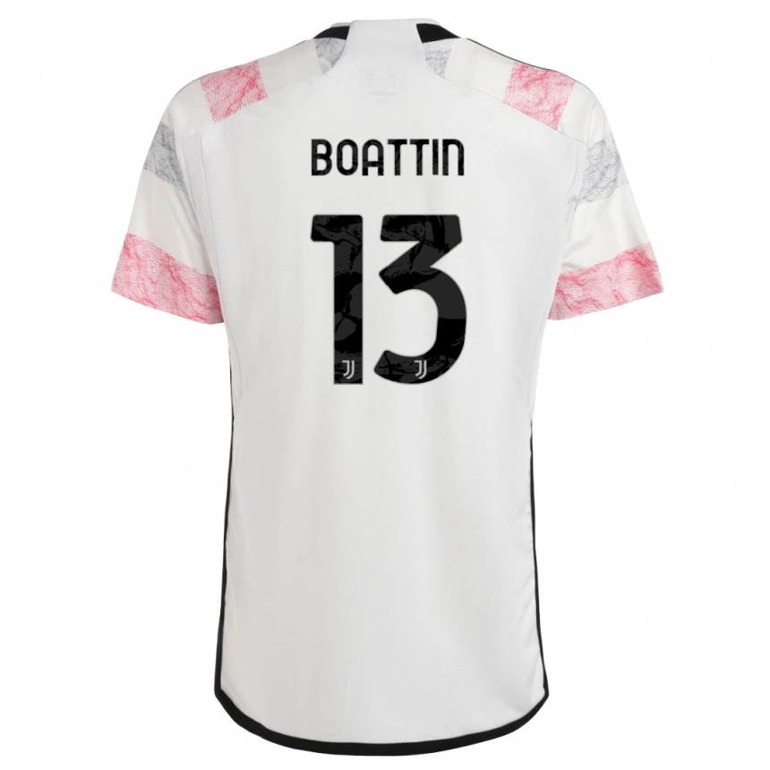 Kids  Lisa Boattin #13 White Pink Away Jersey 2023/24 T-Shirt