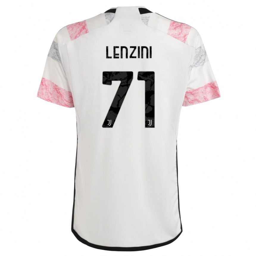 Kids  Martina Lenzini #71 White Pink Away Jersey 2023/24 T-Shirt