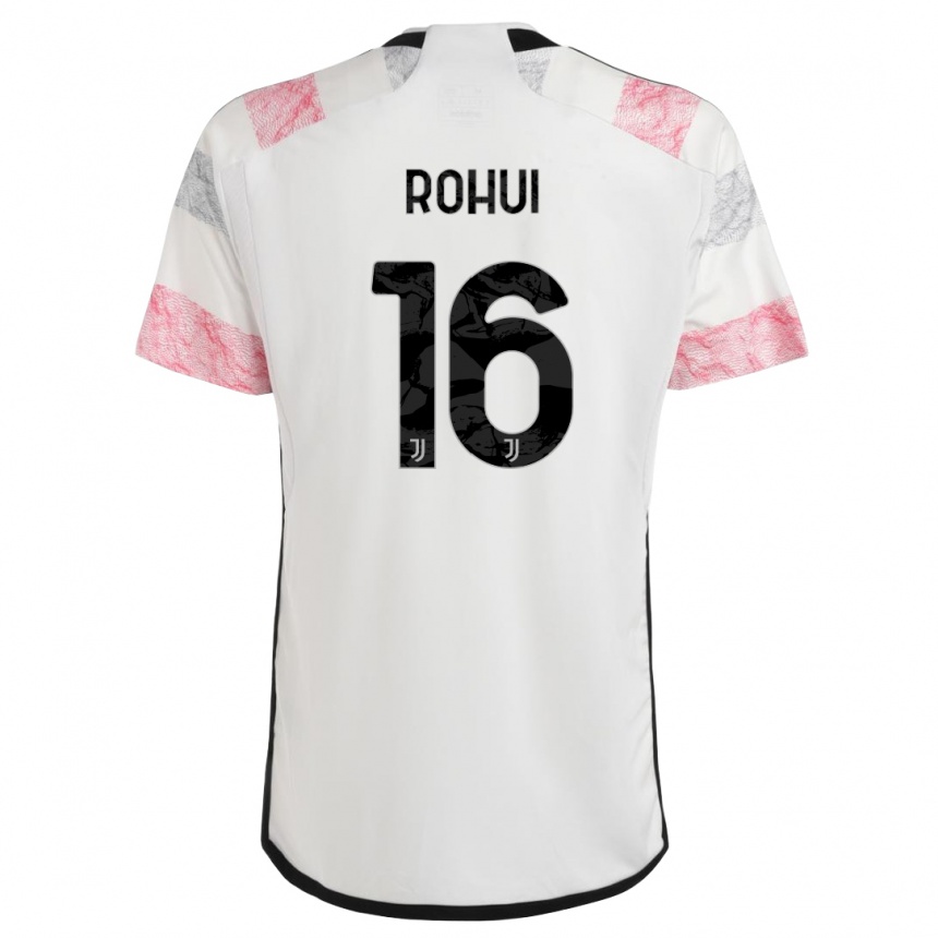 Kids  Jonas Rohui #16 White Pink Away Jersey 2023/24 T-Shirt