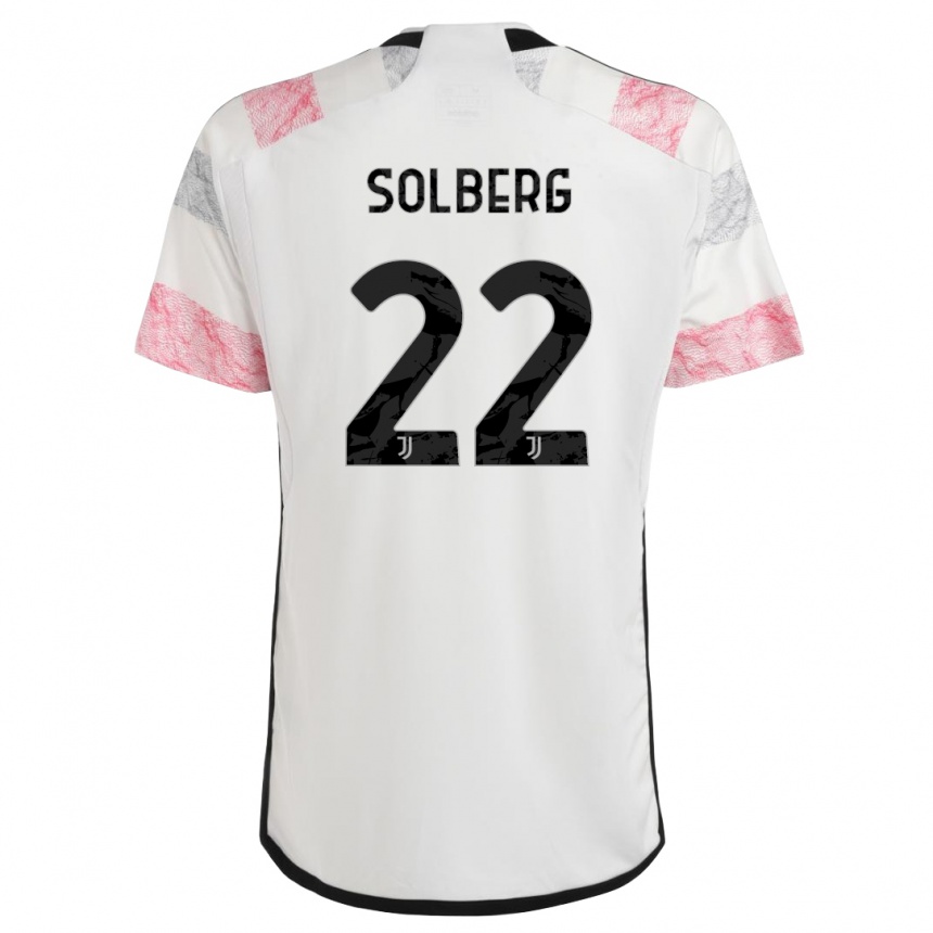 Kids  Elias Solberg #22 White Pink Away Jersey 2023/24 T-Shirt