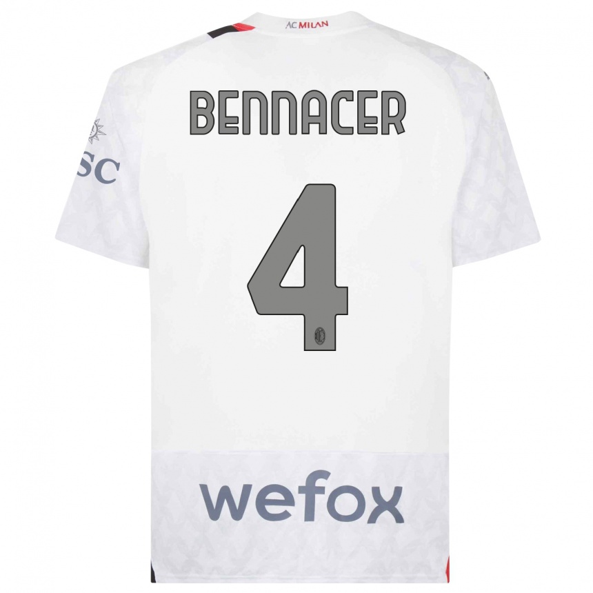 Kids  Ismael Bennacer #4 White Away Jersey 2023/24 T-Shirt