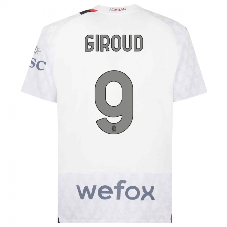 Kids  Olivier Giroud #9 White Away Jersey 2023/24 T-Shirt