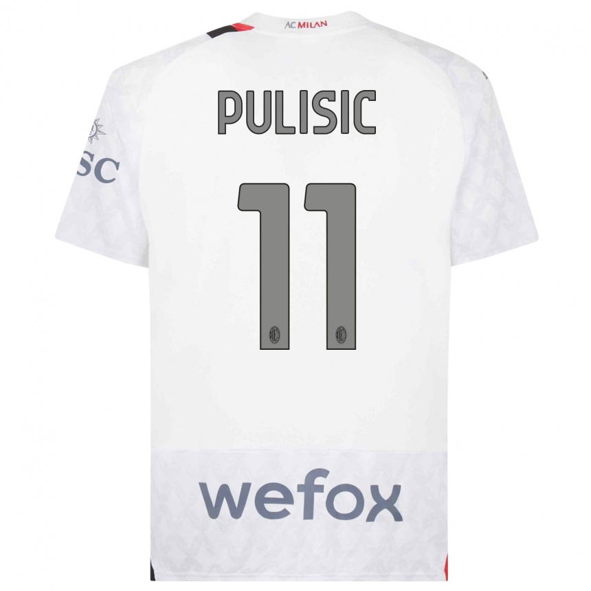 Kids  Christian Pulisic #11 White Away Jersey 2023/24 T-Shirt