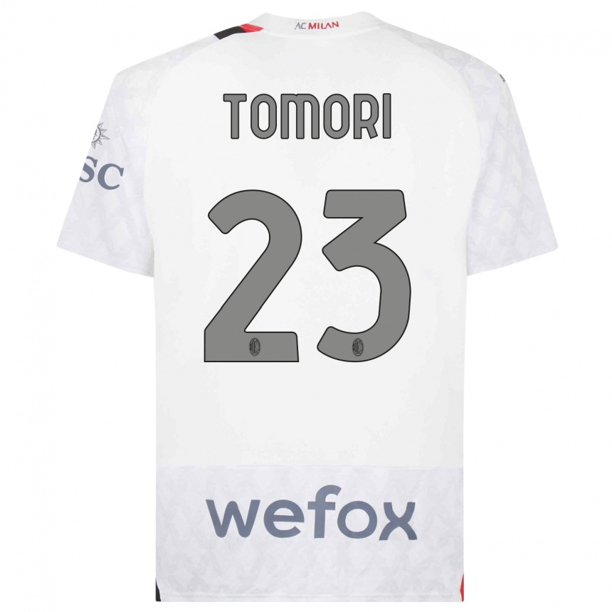 Kids  Fikayo Tomori #23 White Away Jersey 2023/24 T-Shirt