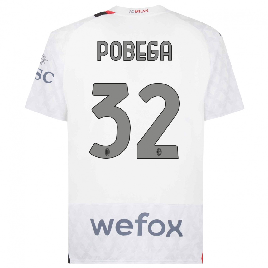 Kids  Tommaso Pobega #32 White Away Jersey 2023/24 T-Shirt