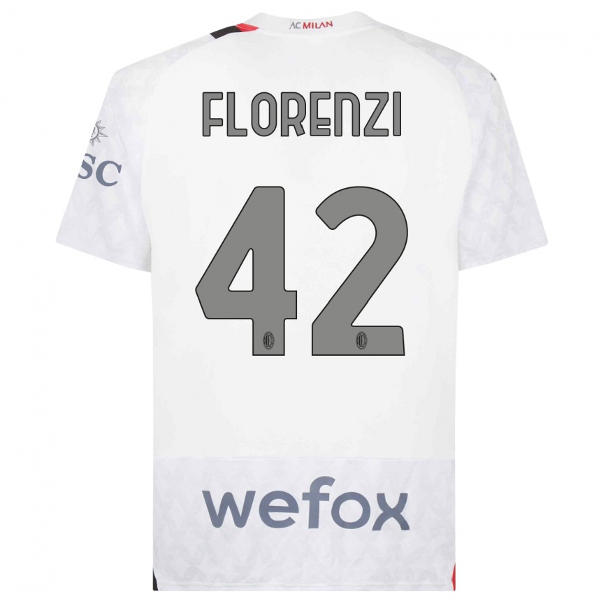 Kids  Alessandro Florenzi #42 White Away Jersey 2023/24 T-Shirt