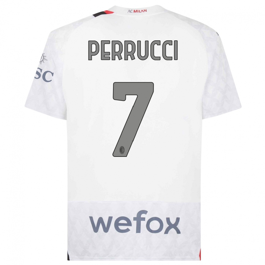 Kids  Vincenzo Perrucci #7 White Away Jersey 2023/24 T-Shirt