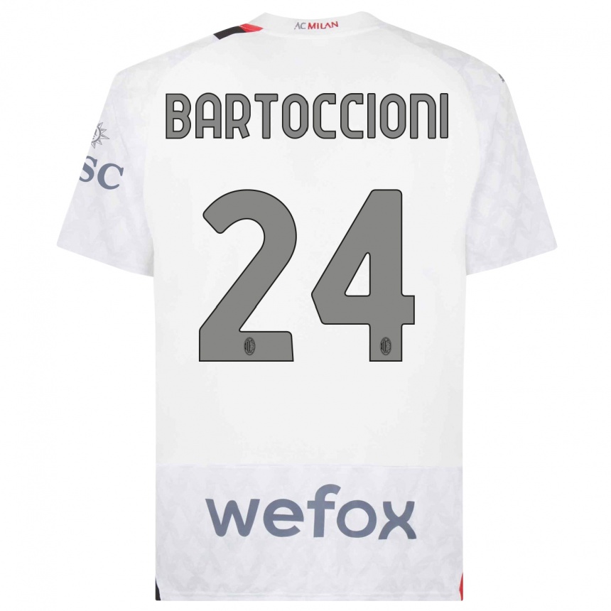 Kids  Andrea Bartoccioni #24 White Away Jersey 2023/24 T-Shirt