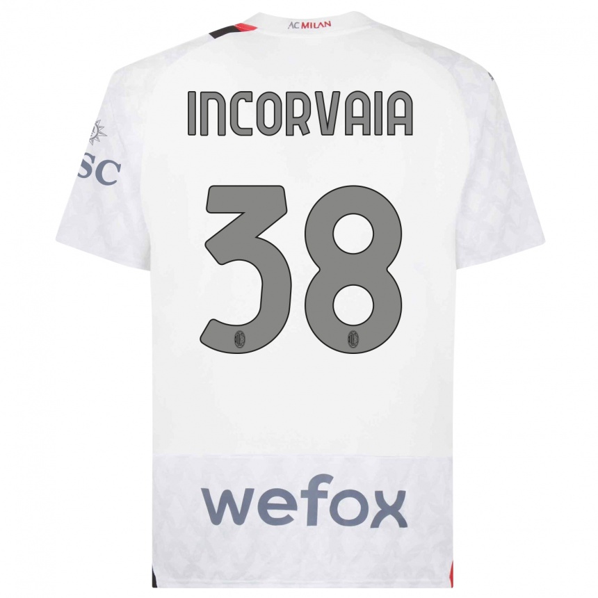 Kids  Giovanni Incorvaia #38 White Away Jersey 2023/24 T-Shirt