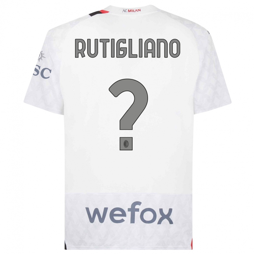 Kids  Samuele Rutigliano #0 White Away Jersey 2023/24 T-Shirt