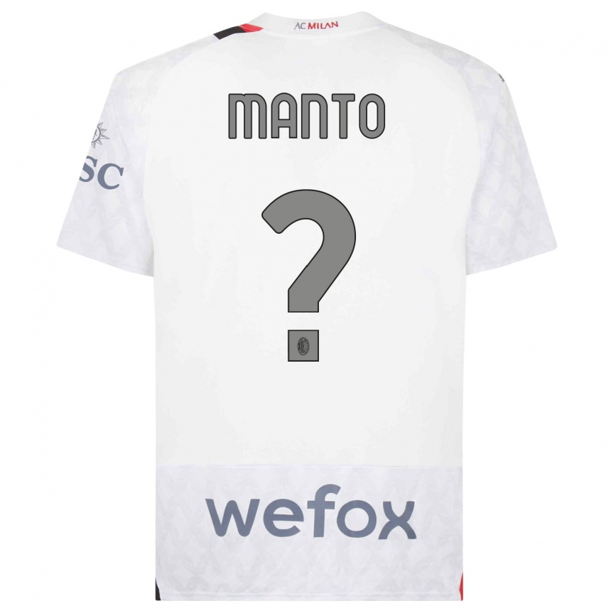 Kids  Gaetano Manto #0 White Away Jersey 2023/24 T-Shirt