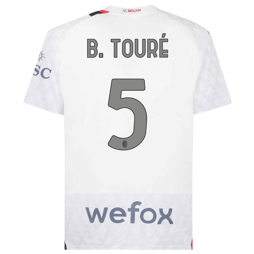 Kids  Fode Ballo-Toure #5 White Away Jersey 2023/24 T-Shirt