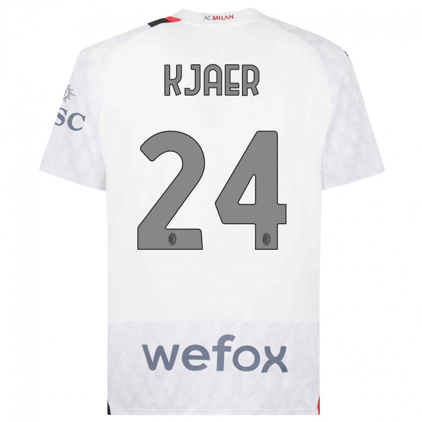 Kids  Simon Kaer #24 White Away Jersey 2023/24 T-Shirt