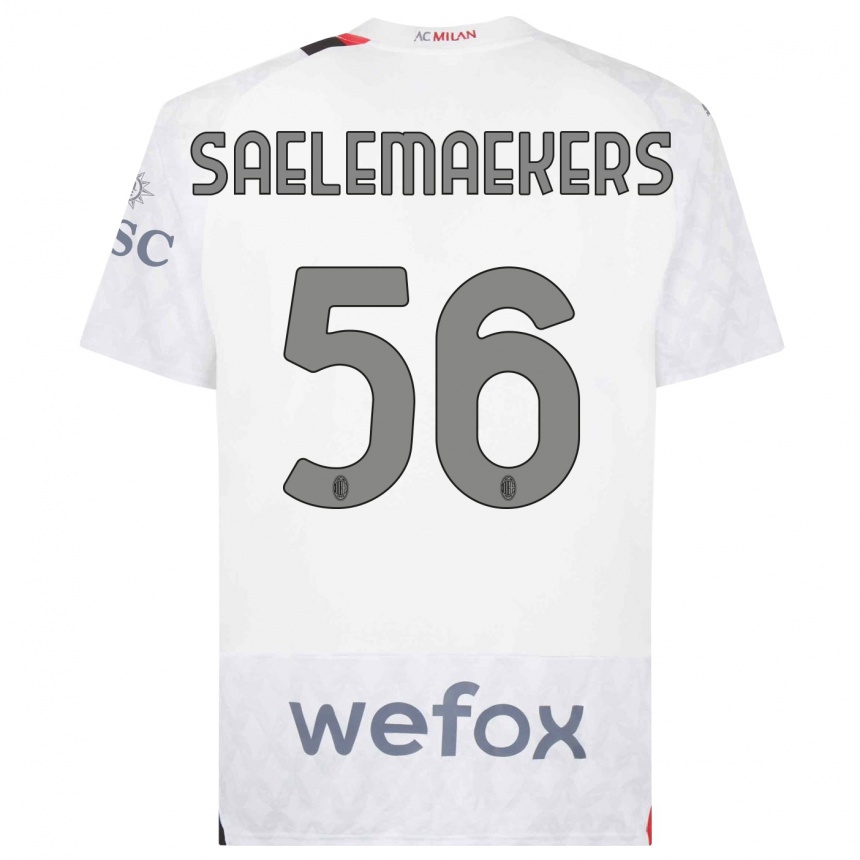 Kids  Alexis Saelemaekers #56 White Away Jersey 2023/24 T-Shirt