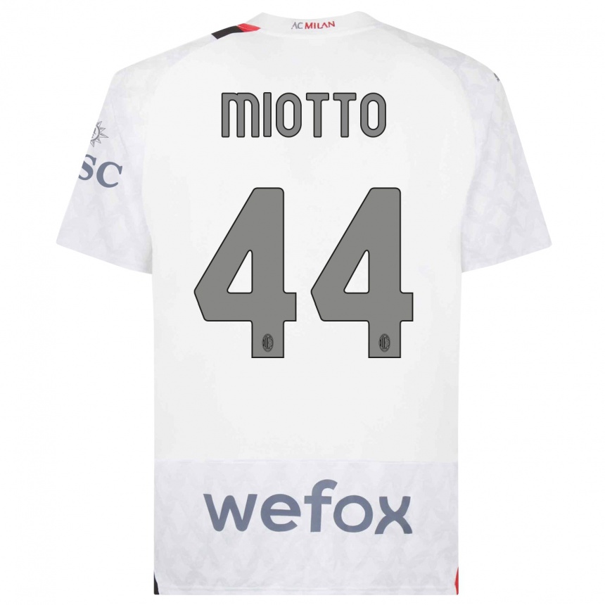 Kids  Giorgia Miotto #44 White Away Jersey 2023/24 T-Shirt