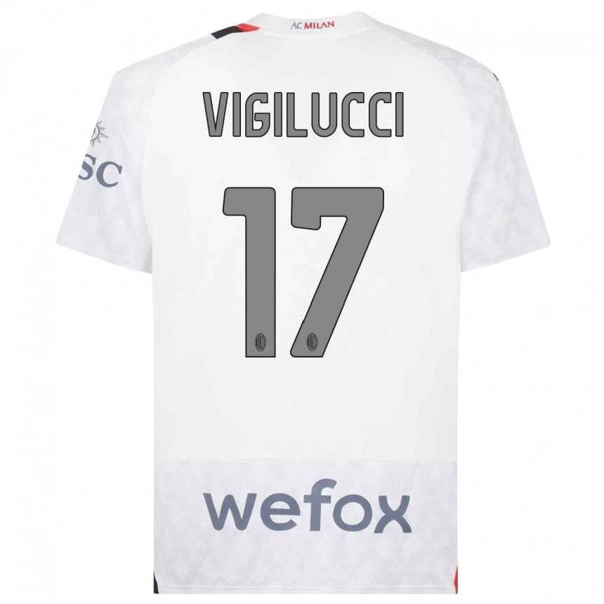 Kids  Valery Vigilucci #17 White Away Jersey 2023/24 T-Shirt