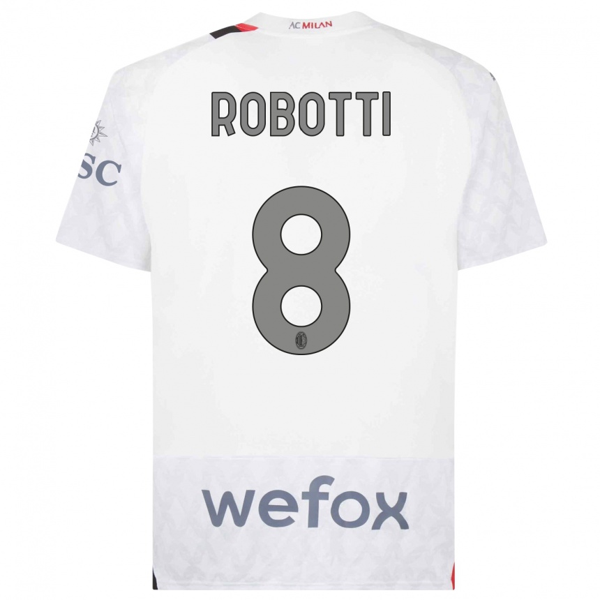 Kids  Giovanni Robotti #8 White Away Jersey 2023/24 T-Shirt